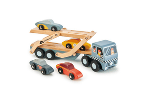 Wooden Car Transporter - The Montessori Room, Tender Leaf Toys, Toronto, Ontario, Canada, transporter truck, cars, wooden vehicles, toddler trucks