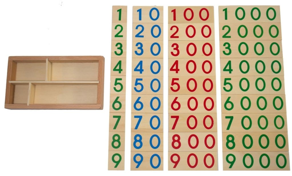 Wooden Number Cards with Box (1-9000) I The Montessori Room