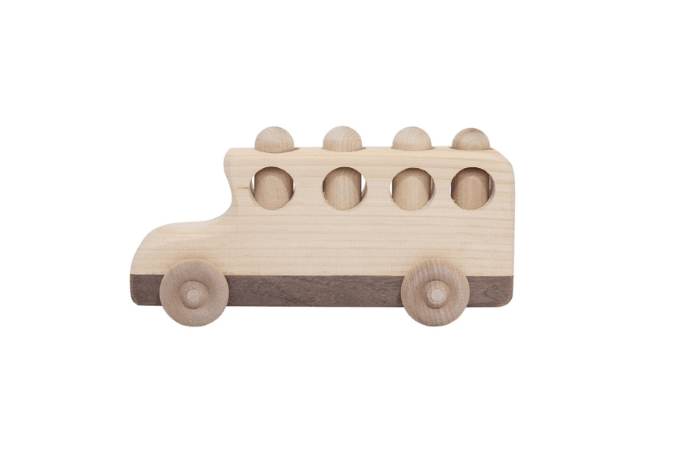 Wooden School Bus - The Montessori Room, Thorpe Toys, Toronto, Ontario, Canada, Made in Canada, wooden bus, wooden toys, peg people, The Play Kits by Lovevery, Lovevery, Montessori toy subscription, buy Lovevery item individually, Lovevery Canada, Lovevery in store, The Observer Play Kit 37 - 39 Months