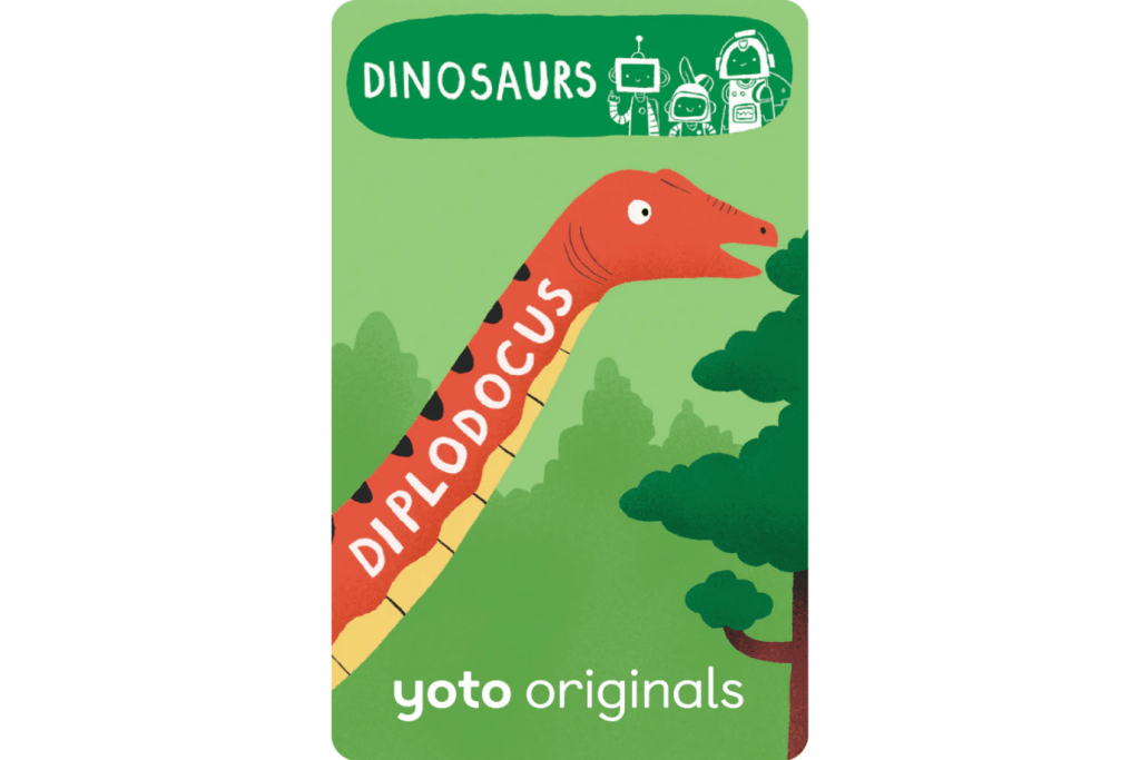 Yoto Card: BrainBots: Dinosaurs, Diplodocus, The Montessori Room, Toronto, Ontario, Canada. 