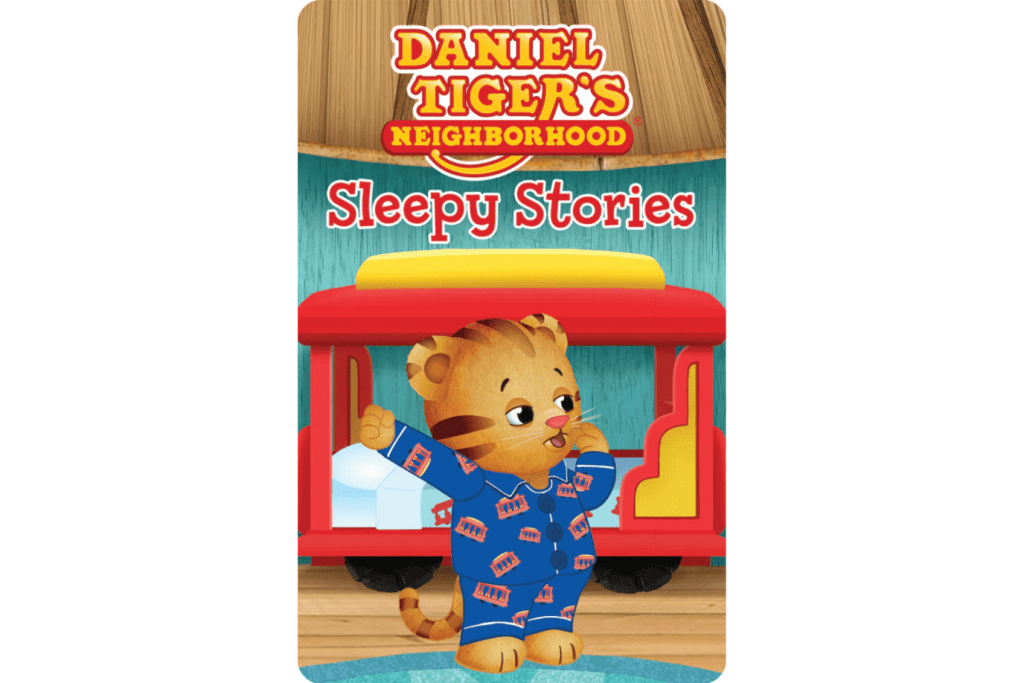 Yoto Card: Daniel Tiger's Neighbourhood Sleepy Stories, 2 to 5 year olds, seven stories, Stories include:  Daniel’s Bedtime, Prince Wednesday Sleeps Over, Quiet Time at School ,Daniel’s Sleepover, Nighttime in the Neighborhood, Naptime in Blanket City, Daniel Goes to Sleep, yoto player cards, The Montessori Room, Toronto, Ontario, Canada. 