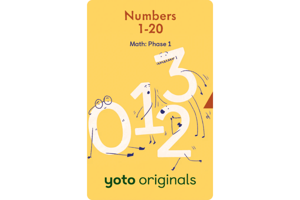 Yoto Card:  Math Phase 1 (6 Cards), cards for yoto player, 4 to 6 years old, Numbers to 20, Counting objects ,One More/One Less, Adding and subtracting ,Patterns, Shapes.  The Montessori Room, Toronto, Ontario, Canada. 
